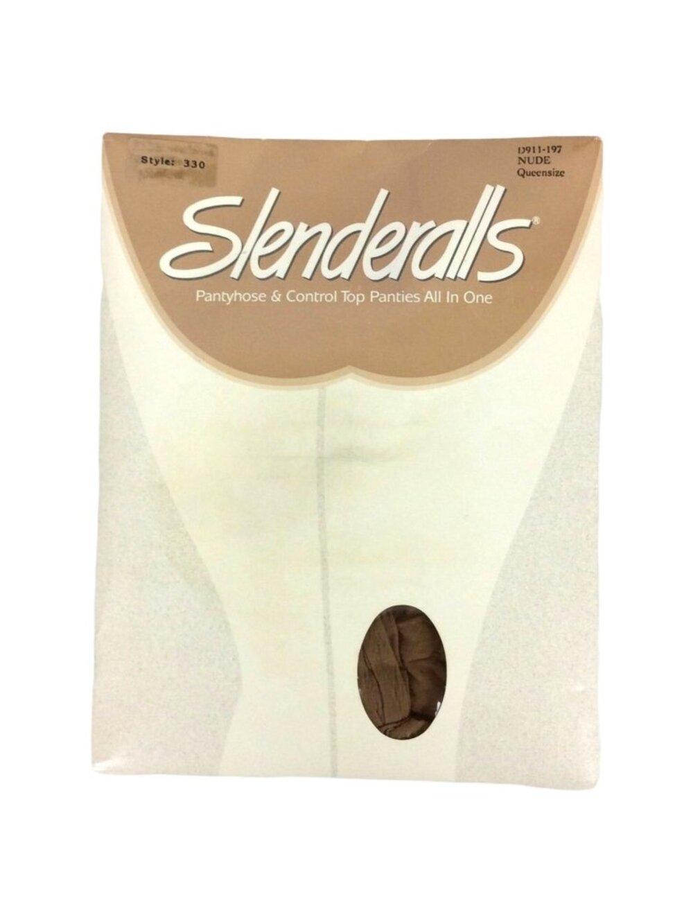 Vtg Hanes Slenderalls Pantyhose Queen Size Nude Beige Control Top Built In Panty